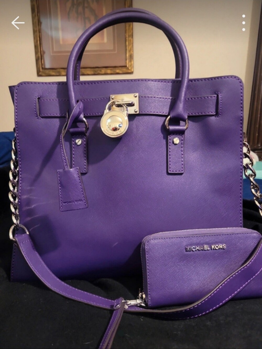 Michael Kors Purple Saffiano Leather Tote with Wristlet